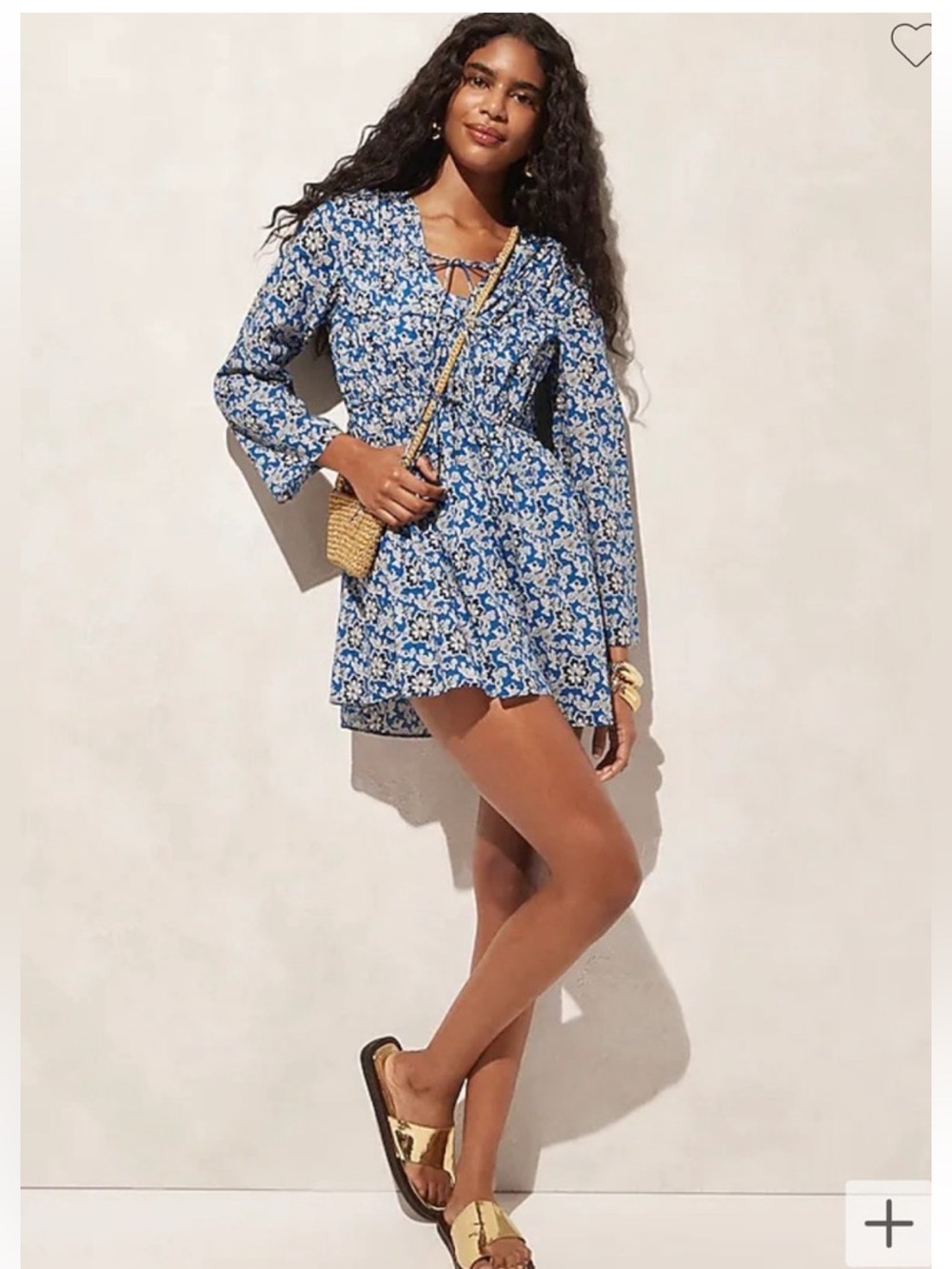 J. Crew Blue Floral Lace-Up Mini Dress